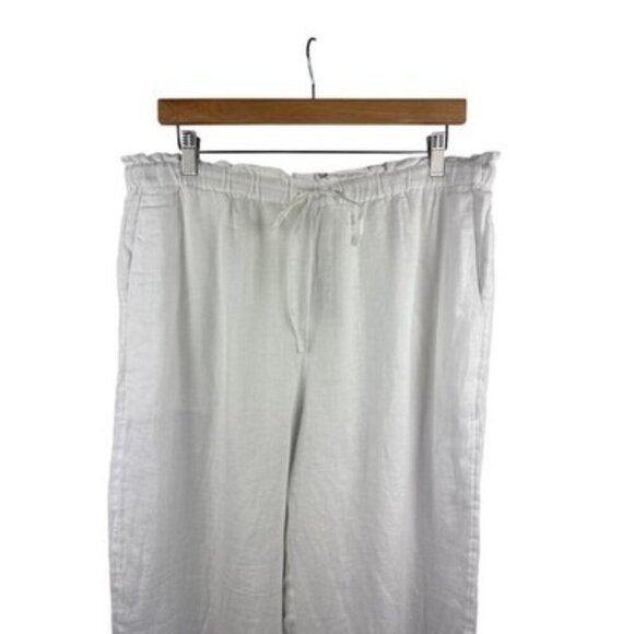J.Crew Womens White Linen Pants Elastic Waist XL - Picture 1 of 6